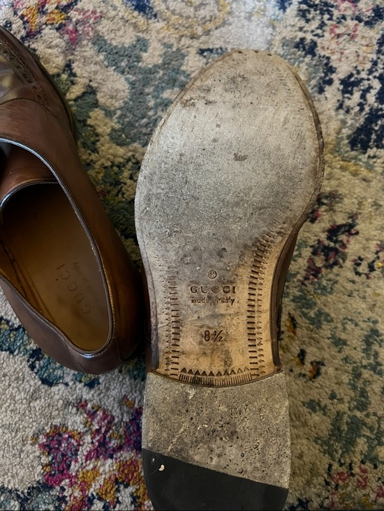 Gucci. Men's Brown Leather Monk Strap Dress Shoes - Picture 5 of 5